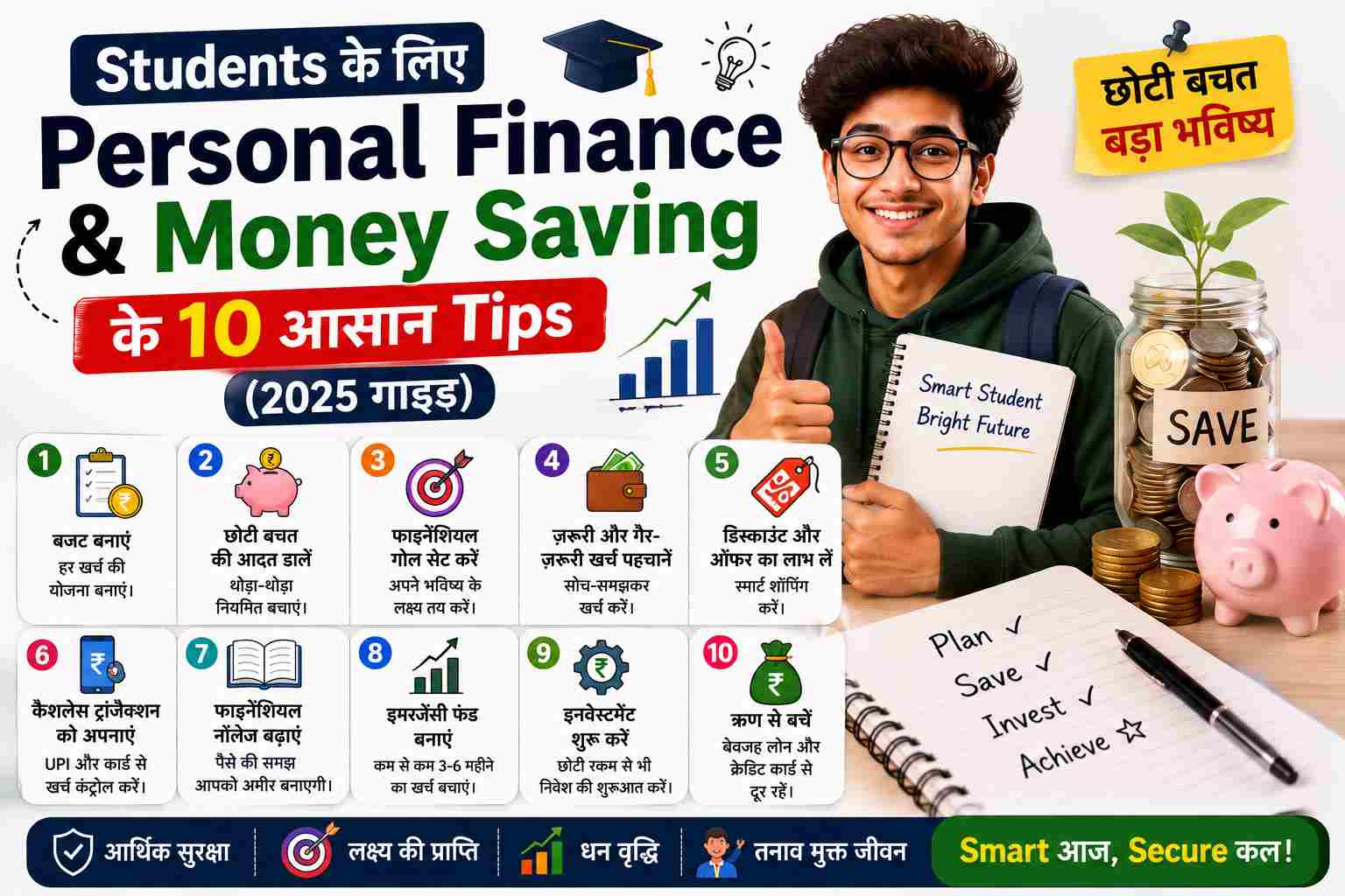 Students के लिए Personal Finance & Money Saving tips, student budget planning, saving habits, financial goals aur smart money management guide.