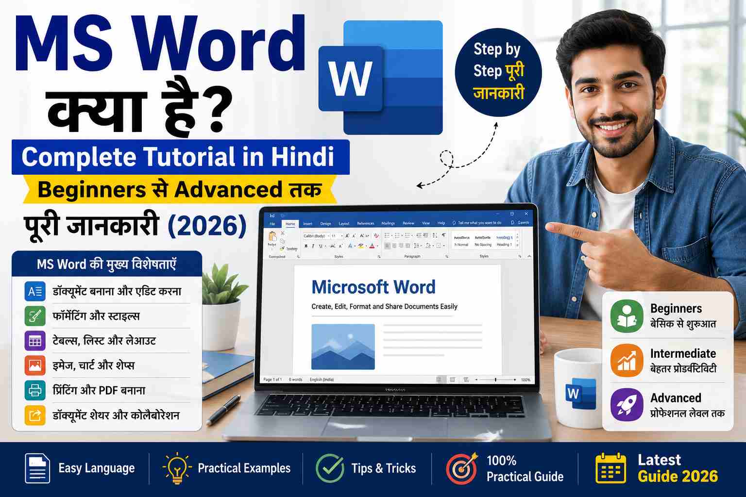 MS Word Kya Hai complete tutorial in Hindi, beginners se advanced tak MS Word seekhne ki guide, document editing, formatting aur productivity tools ki jankari.