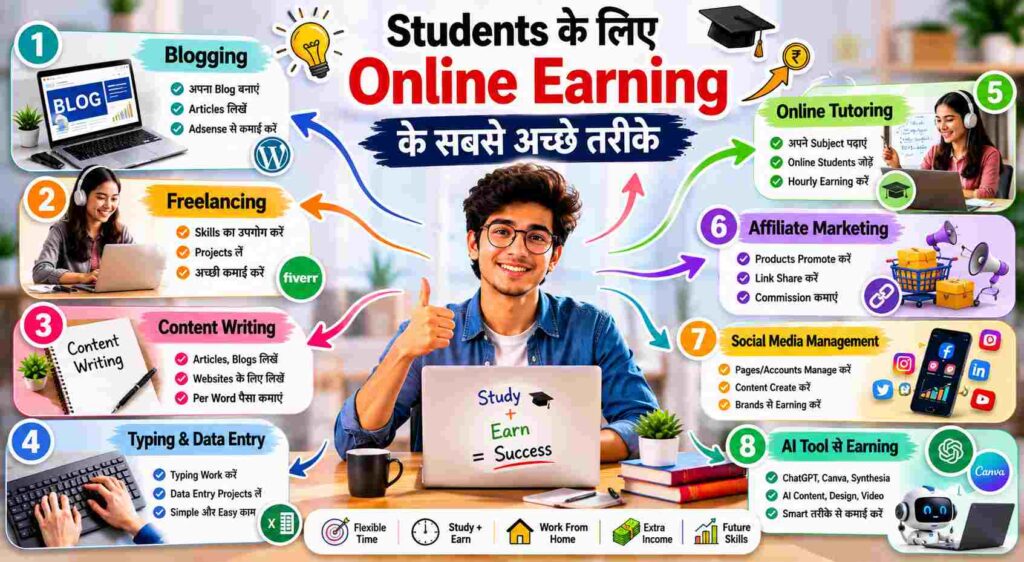 Students के लिए online earning के सबसे अच्‍छे तरीके
