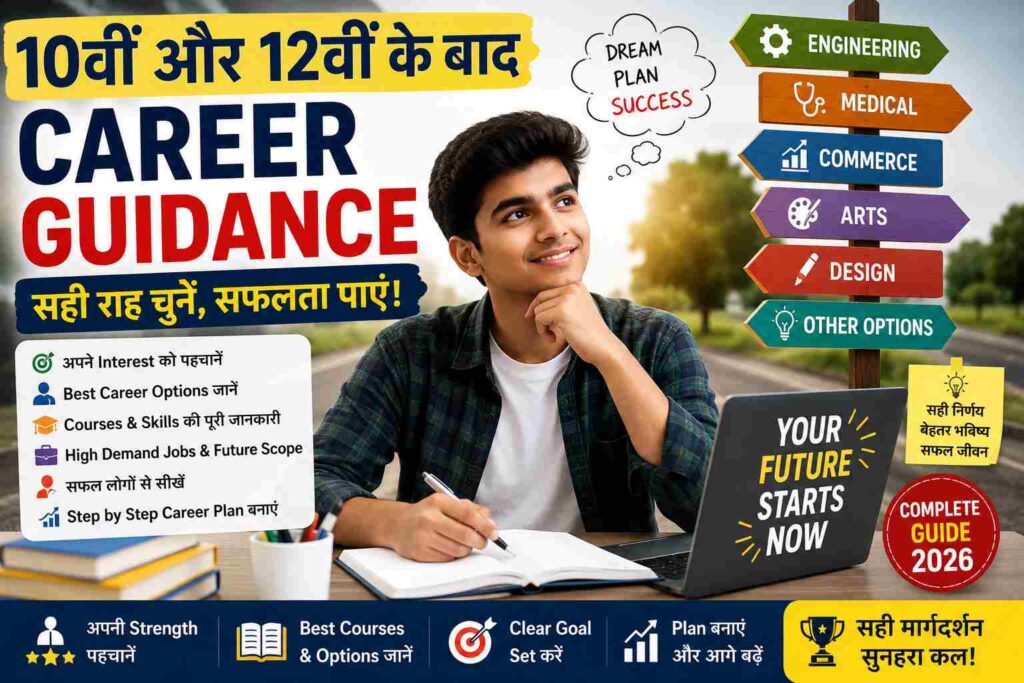 10वीं और 12वीं के बाद Career Guidance, students ke liye best career options, career planning, courses selection, future scope aur career success guide 2026