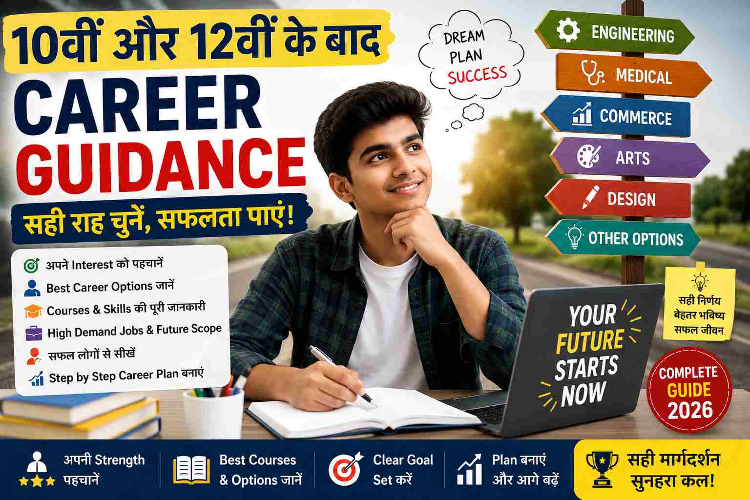 10वीं और 12वीं के बाद Career Guidance, students ke liye best career options, career planning, courses selection, future scope aur career success guide 2026
