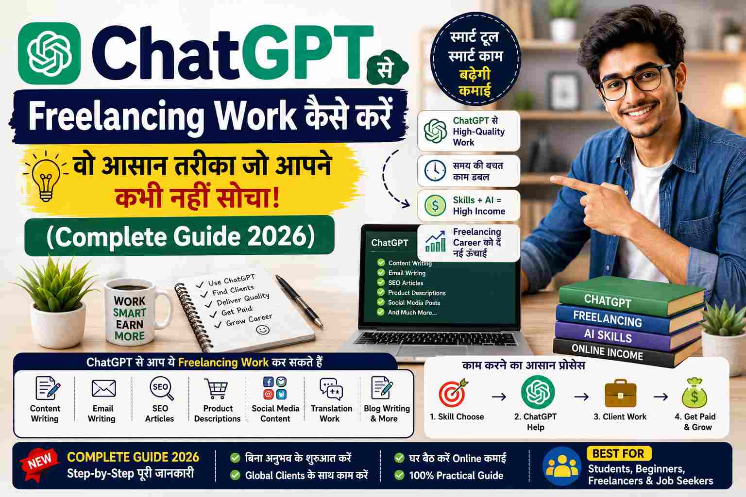 ChatGPT से Freelancing Work कैसे करें - Complete Guide 2026 - Content Writing, Email Writing, SEO Articles
