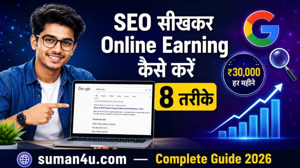 SEO सीखकर Online Earning कैसे करें – Google Search Ranking, SEO Skills, Website Traffic Growth और Online Income के 8 तरीके (Complete Guide 2026)