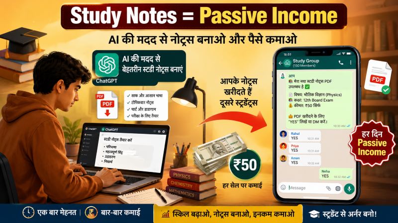AI से study notes PDF बनाकर students को बेचकर side income करें