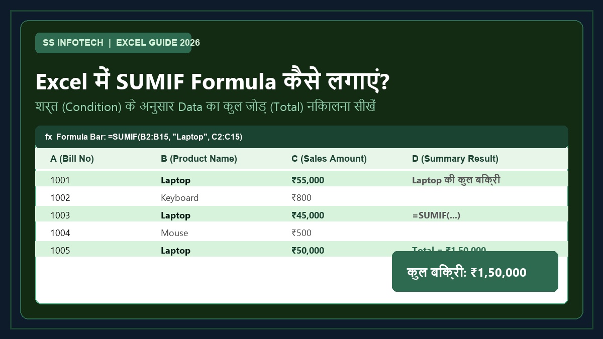 Excel में SUMIF Formula कैसे लगाएं - Beginners Guide